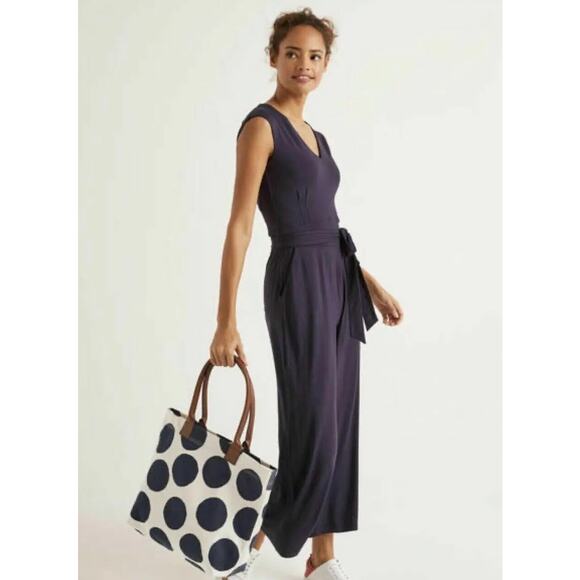 Boden Corinne Jersey Jumpsuit Navy US Size 10 - Picture 2 of 11